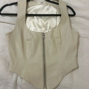 LPA Carmella Leather Zip-Up Vest